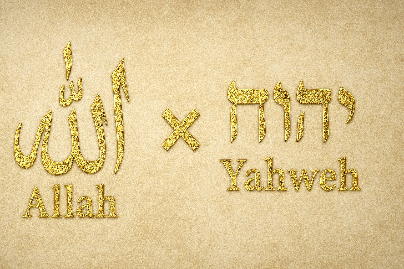 Allah and Yahweh in gold calligraphy