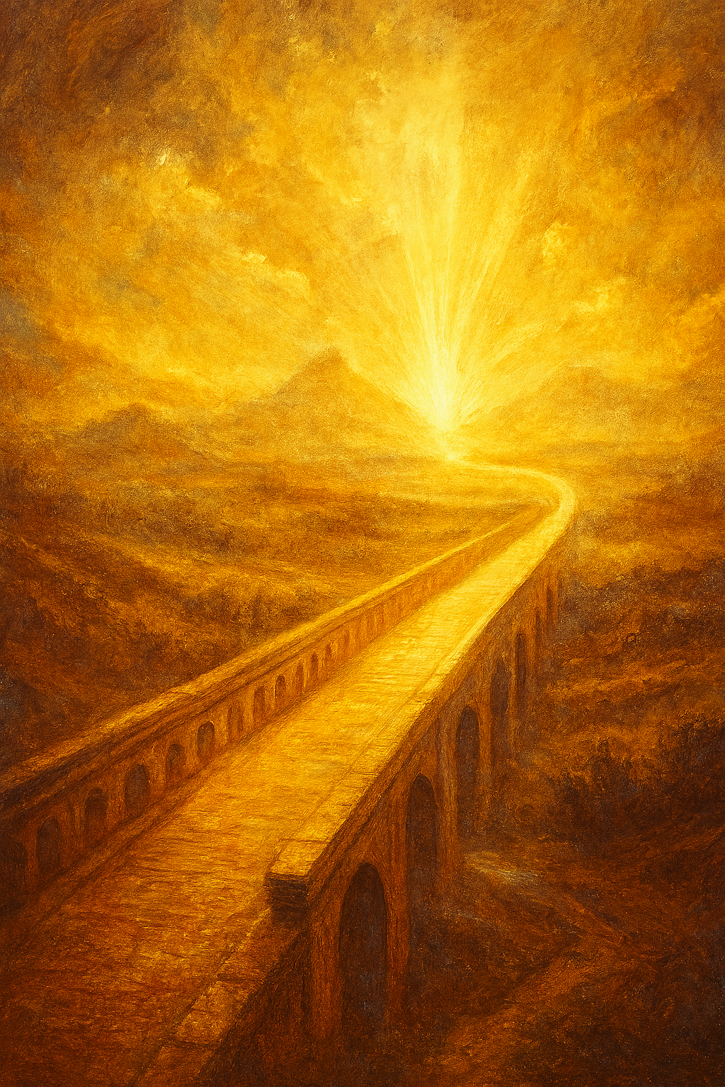 Radiant golden bridge and pathway symbolizing sanctified commerce and covenantal trade
